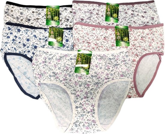 Slip femme - Tissu bambou - Fleur fine - 3 pièces - L/XL