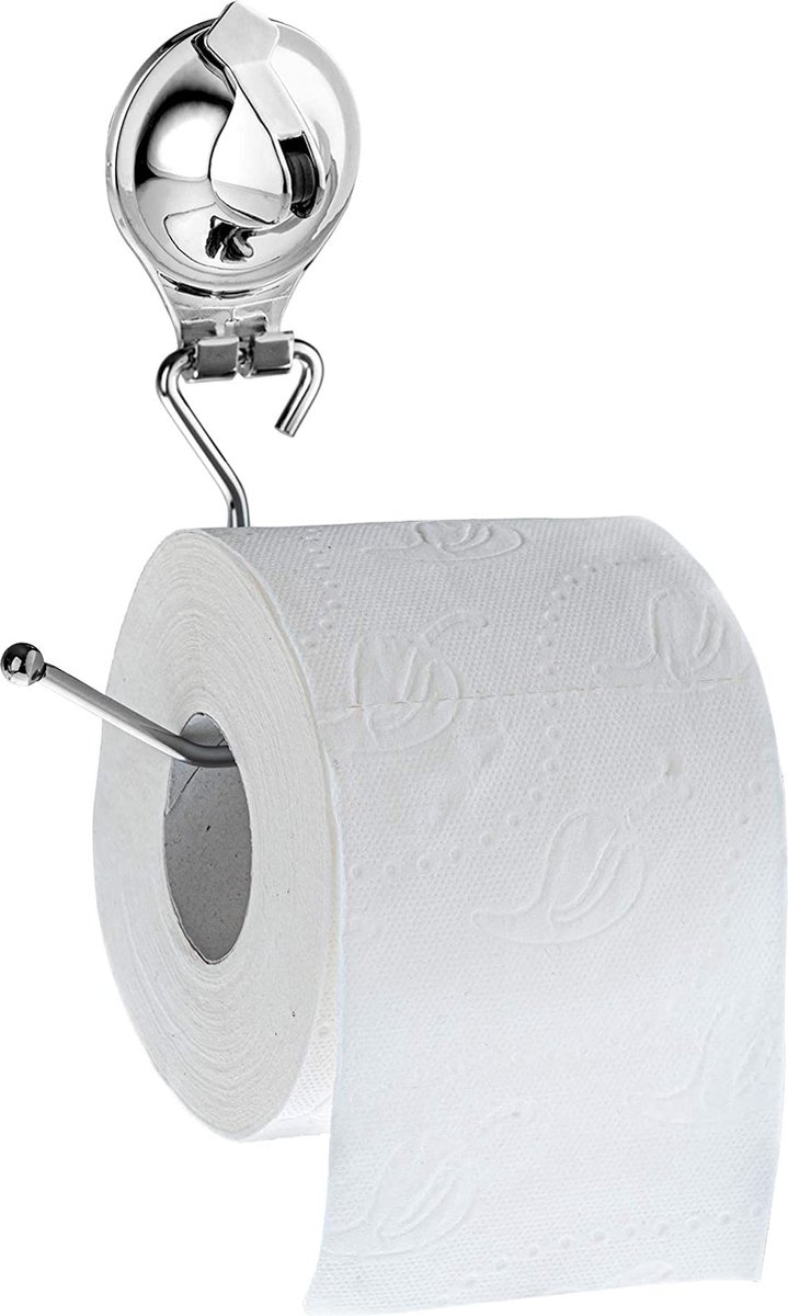KADAX Toiletpapierhouder van roestvrij staal, wc-papierhouder met zuignap, zonder boren, wc-rolhouder voor badkamer, rolhouder glanzend, wandhouder, zilver (zonder deksel)