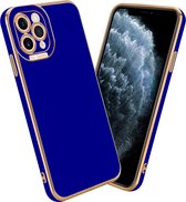 Cadorabo Hoesje geschikt voor Apple iPhone 11 PRO in Glossy Blauw - Rose Goud - Beschermhoes van flexibel TPU-silicone Case Cover en met camerabescherming