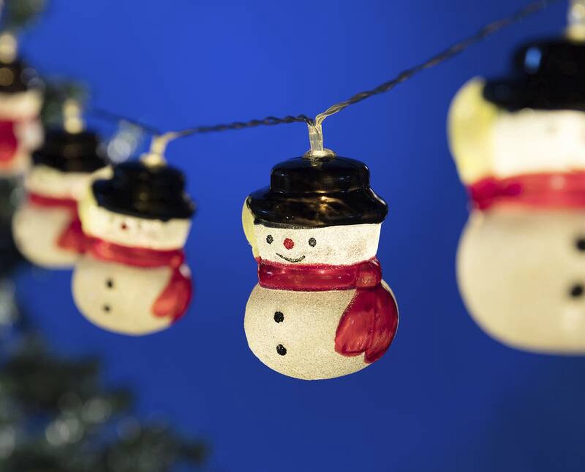 Wetekom LED lichtstreng kerstlampjes met 10 sneeuwpoppen