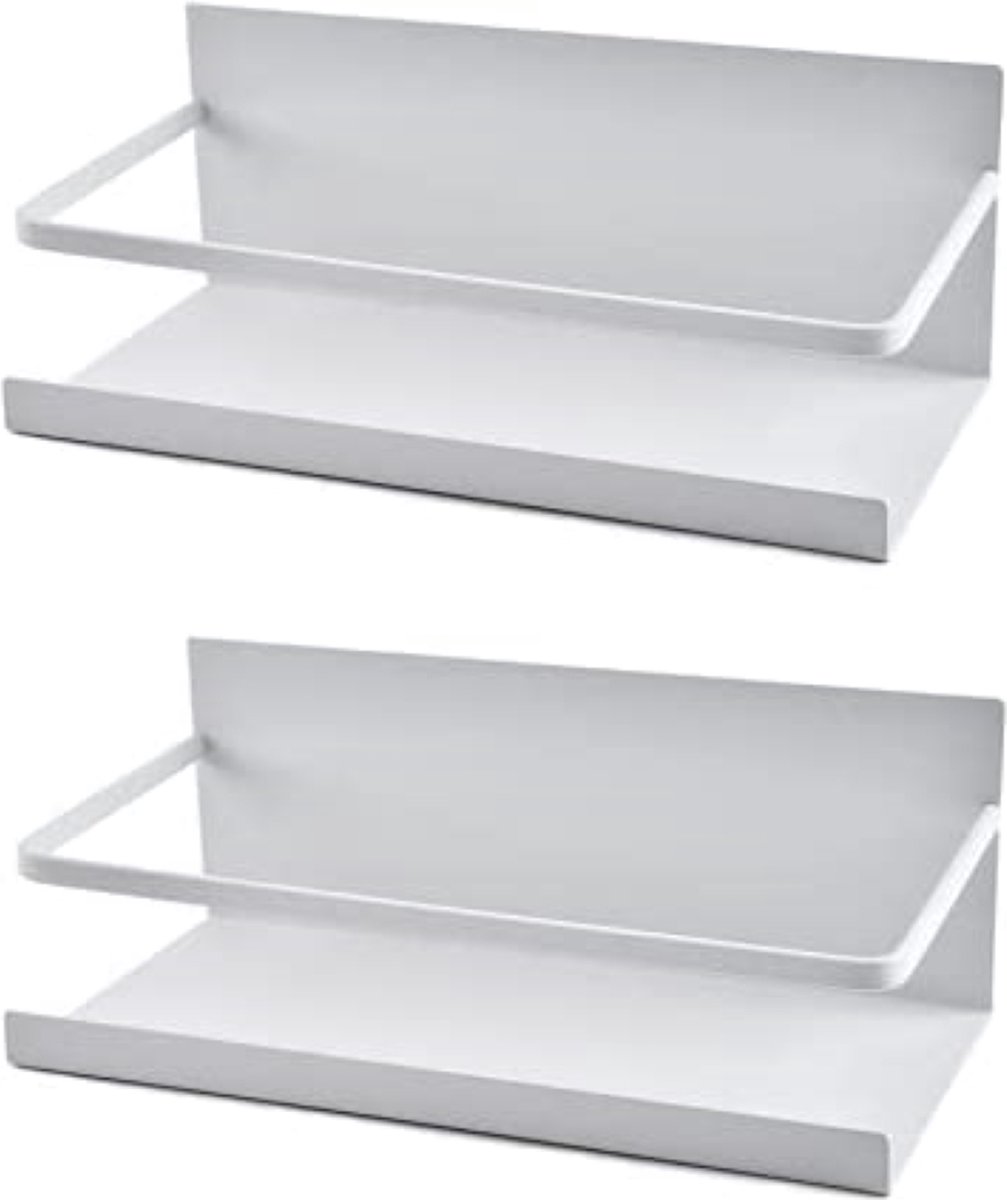 Luchs - 2er Set Magnetisches Regal für Kühlschrank aus Edelstahl, Hängeregal, Küchenregal, Gewürzregal, Kühlschrank Regal, Organizer mit Haken (Schwarz