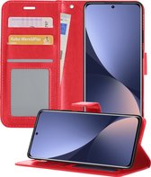 Hoesje Geschikt voor Xiaomi 12 Hoesje Book Case Hoes Portemonnee Cover Walletcase - Hoes Geschikt voor Xiaomi 12 Hoes Bookcase Hoesje - Rood