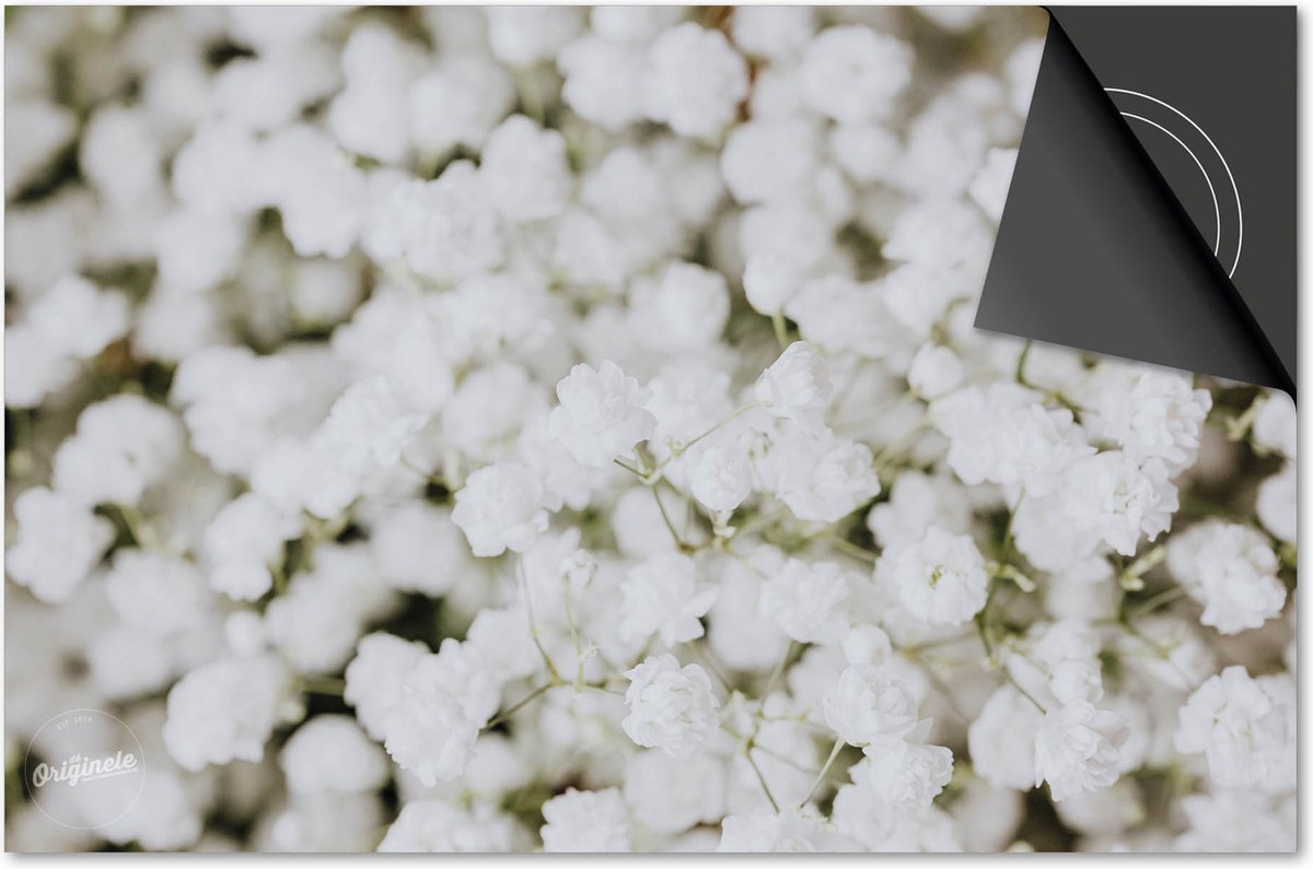 Inductie beschermer 76x51,5 - afdekplaat inductie mat - Dietrix Kookplaat beschermer - Exclusief - Flowers 20 - Witte bloemetjes