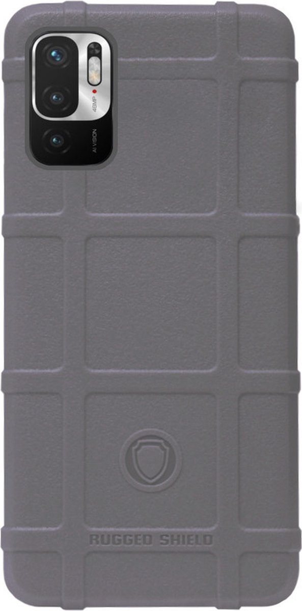 RUGGED SHIELD Rubber Bumper Case Hoesje Geschikt voor Xiaomi Redmi Note 10 (5G) - Grijs