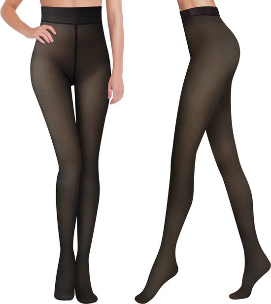 Fleece Panty Fleece Legging Thermo Panty Transparant Zwart beige