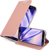 Cadorabo Hoesje geschikt voor Samsung Galaxy S7 EDGE in CLASSY ROSE GOUD - Beschermhoes met magnetische sluiting, standfunctie en kaartvakje Book Case Cover Etui
