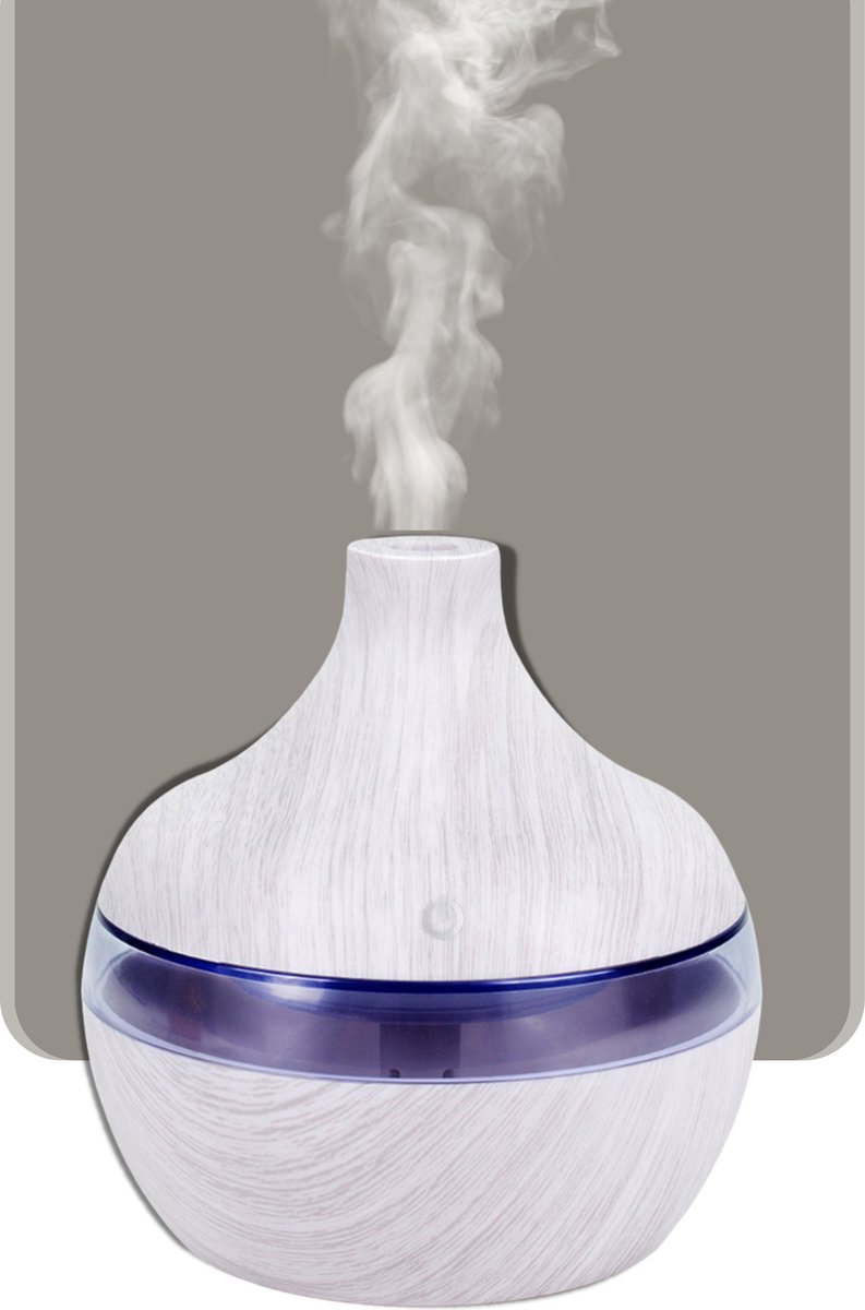 Luchtbevochtiger (Wit) | 300 ml Aroma Oil Diffuser | USB Mini Mist Maker | Ultrastil | 7 LED-kleuropties | Rituals geurdispenser | Met navul wattenstaafjes | Luxe houtlook