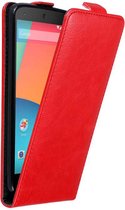 Cadorabo Hoesje geschikt voor LG Google NEXUS 5 in APPEL ROOD - Beschermhoes in flip design Case Cover met magnetische sluiting