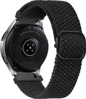Strap-it Smartwatch bandje 20mm - geweven / gevlochten nylon bandje geschikt voor Polar Ignite / Ignite 2 / 3 / Unite / Pacer - Amazfit Bip / GTS / GTR 42mm - Huawei watch GT 2 42mm / GT 3 42mm / GT 3 Pro 43mm - zwart