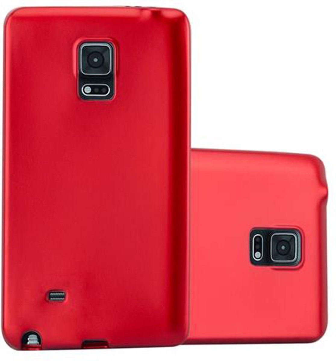 Cadorabo Hoesje geschikt voor Samsung Galaxy NOTE EDGE in METALLIC ROOD - Beschermhoes gemaakt van flexibel TPU silicone Case Cover