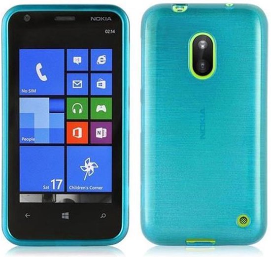 Cadorabo Hoesje geschikt voor Nokia Lumia 620 in TURKOOIS - Beschermhoes van flexibel TPU silicone Case Cover in Brushed design