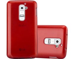 Cadorabo Hoesje geschikt voor LG G2 in ROOD - Beschermhoes van flexibel TPU silicone Case Cover in Brushed design