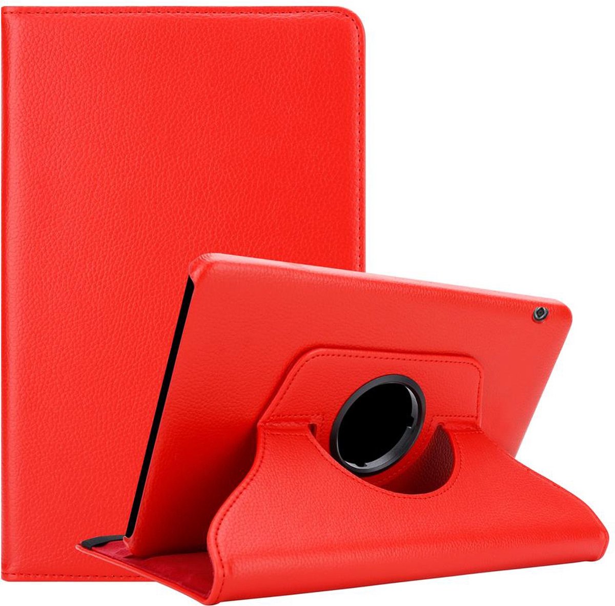 Cadorabo Tablet Hoesje geschikt voor Huawei MediaPad T5 10 (10.1 Zoll) in KLAPROOS ROOD - Beschermhoes ZONDER auto Wake Up, met stand functie en elastische band sluiting Book Case Cover Etui