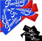 Smoking Blue / Blauw Vloei 5 Pack (165 Vloeitjes) met 3 x Flamez Black Tip (150 Tipjes)