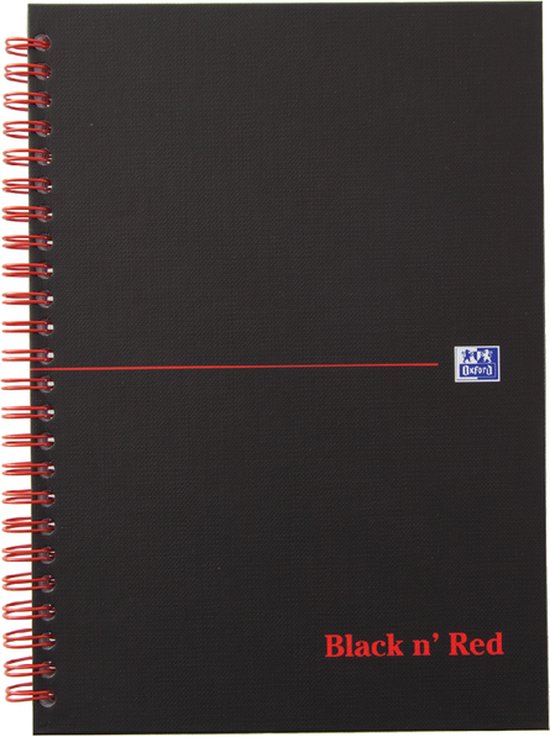 5 x Notitieboek Oxford Black n' Red * A5 * spiraal * 70v * hard cover * lijn