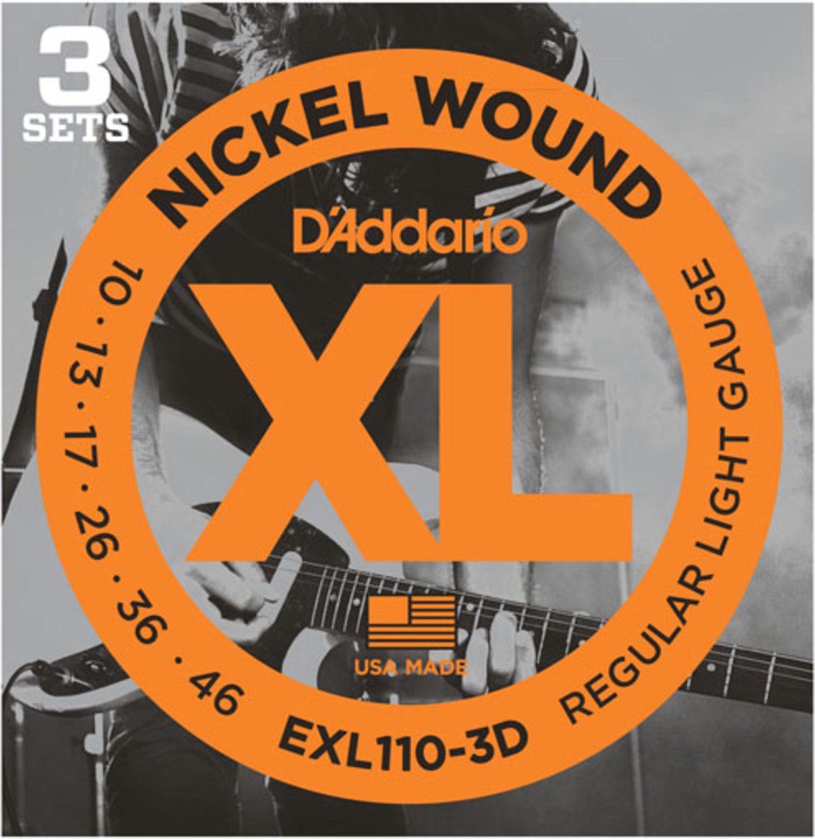 D'Addario E-Git.snaren EXL110-3D 10-46 nikkel omwonden 3er Set - Elektrische gitaarsnaren