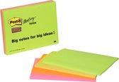Notes de réunion Post-it®, vert, rose, orange, jaune, 149 x 200 mm, 4 blocs, 45 feuilles / bloc