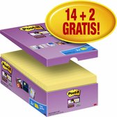 Value Pack: Post-it® Super Sticky Notes, Canary Yellow™, 76mm x 127 mm, 14 blokken + 2 GRATIS