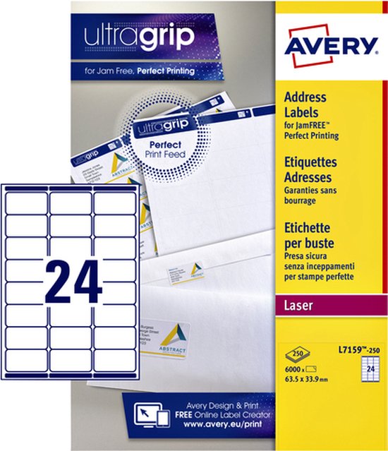 Avery L7159-250 Wit Zelfklevend label adreslabels | bol