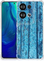 Shockproof Case OPPO Reno8 Telefoonhoesje met doorzichtige rand Wood Blue