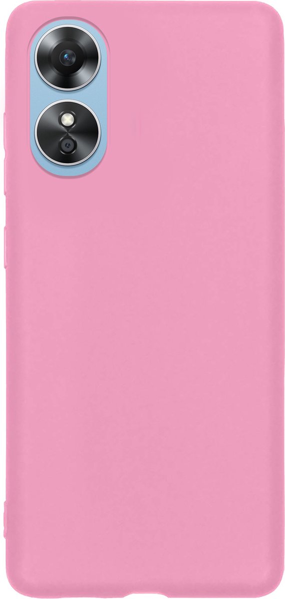 Hoes - Geschikt voor OPPO A17 - Sterk & Shockproof - Hoesje Cover - Siliconen Case - Lichtroze