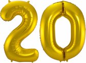 Folat Folie ballonnen - 20 jaar cijfer - goud - 86 cm - leeftijd feestartikelen