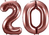 Folat Folie ballonnen - 20 jaar cijfer - brons - 86 cm - leeftijd feestartikelen