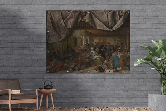 The life of man - Peinture de Jan Steen Garden poster 160x120 cm - Toile de jardin / Toile d'extérieur / Peintures d'extérieur (décoration de jardin) XXL / Groot format!