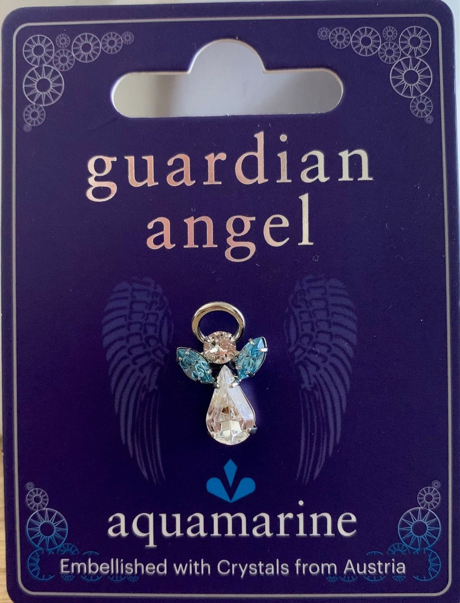 Bescherm engel- engeltje-kristal-opsteker-pin-liefdesengel- aquamarine