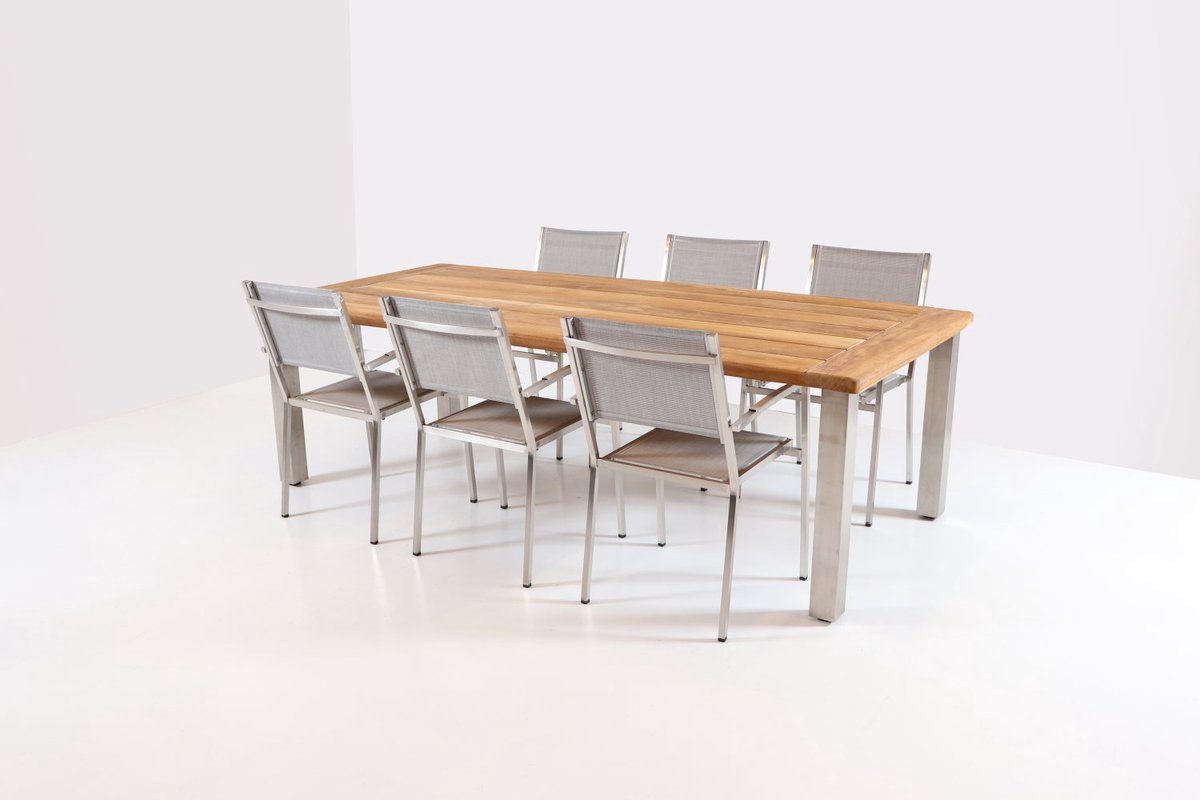 4 Seasons Outdoor tuinset met Casa tuintafel 240x110 en Plaza stapelbare tuinstoel