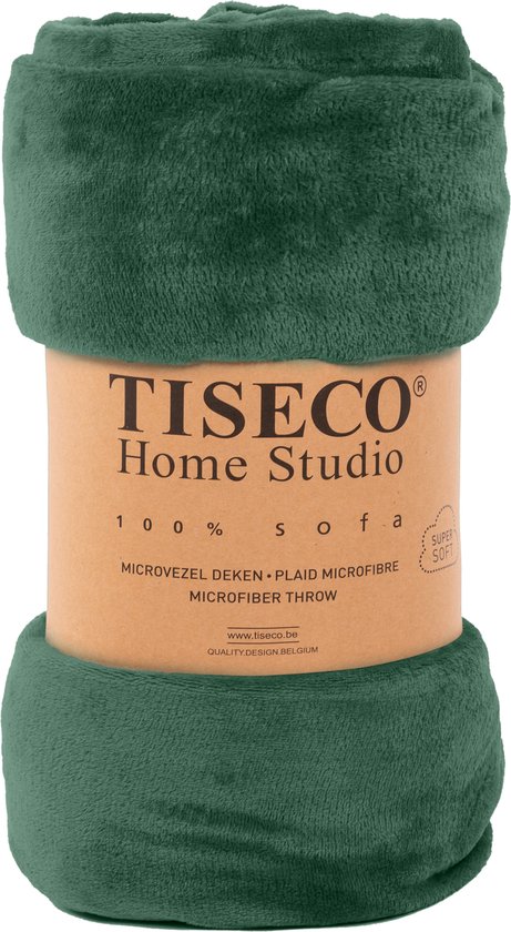 Tiseco Home Studio - Plaid COSY - microflannel - 220 g/m² - 180x220 cm - Donkergroen