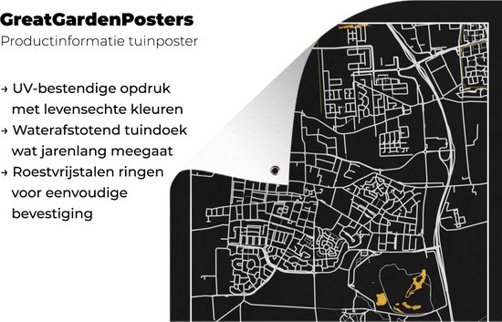 Tuinposters Buiten Kaatsheuvel Plattegrond Kaart Stadskaart Black Gold Bol