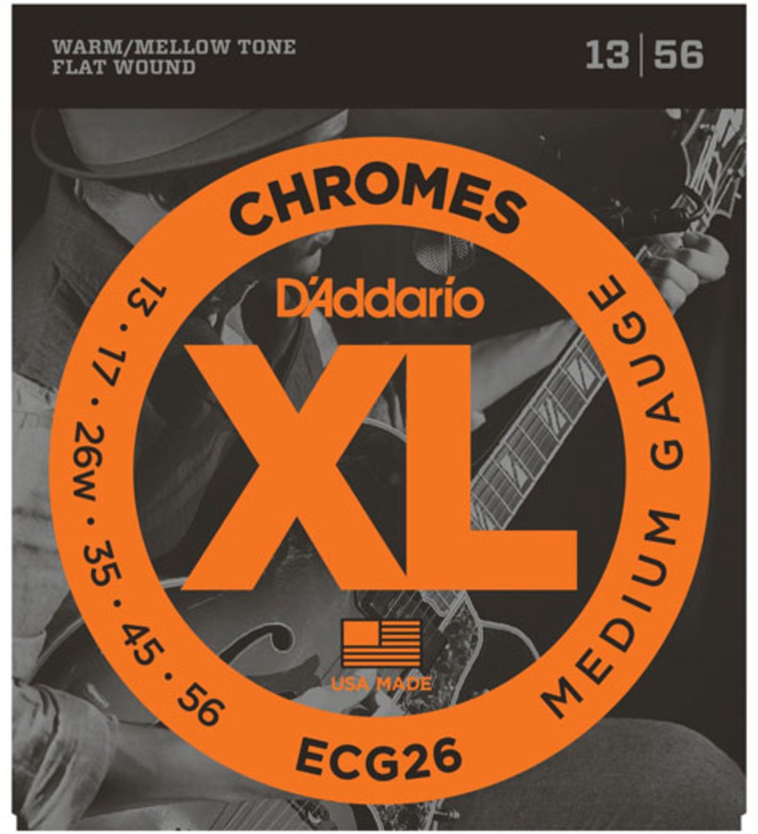 D'Addario ECG26 Chromes 13-56 Flat Wound Medium flatwound gitaarsnarenset