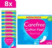 Carefree Cotton Feel Normal protège-slips Fresh respirants, parfum frais, niveau d’absorption deux, taille normale, boîte de 76 pièces - Lot de 8