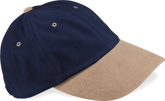 Beechfield 'Low Profile Heavy Brushed Cotton Cap' Donkerblauw/Taupe