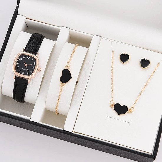 WiseGoods WS674 Luxe Horloge & Sieradenset Dames - Oorbellen Ketting Armband Set - Sieraden - Sieraad Vrouw - Horloges - Rose Goud
