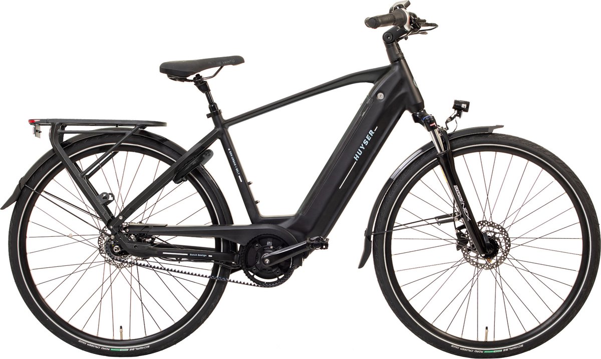 Huyser Gen Urban Plus Belt - Elektrische fiets met 7 versnellingen & middenmotor - Elektrische stadsfiets voor heren- 630Wh - Matzwart