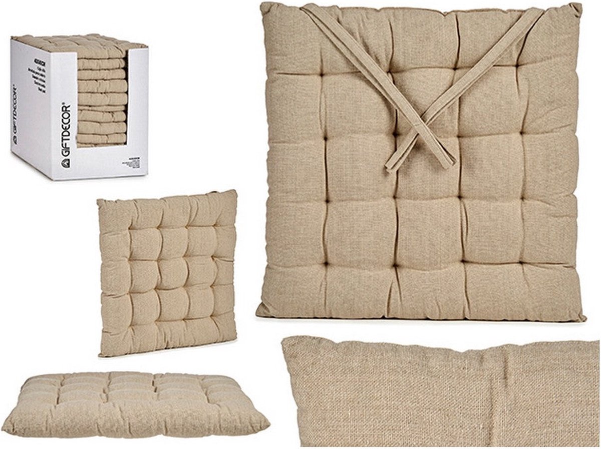 Giftdecor Stoelkussen Decorama - binnen/buiten - creme wit - 40 x 40 x 5 cm - polyester