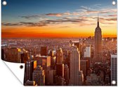 Tuin decoratie Skyline - New York - Zon - 40x30 cm - Tuindoek - Buitenposter