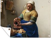 Tuin decoratie Het melkmeisje - Kunst - Oude meesters - Vermeer - 40x30 cm - Tuindoek - Buitenposter