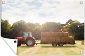 Affiche de jardin tracteur avec remorque avec balles de foin 60x40 cm - petit - Toile de jardin / Toile d'extérieur / Peintures d'extérieur (décoration de jardin)