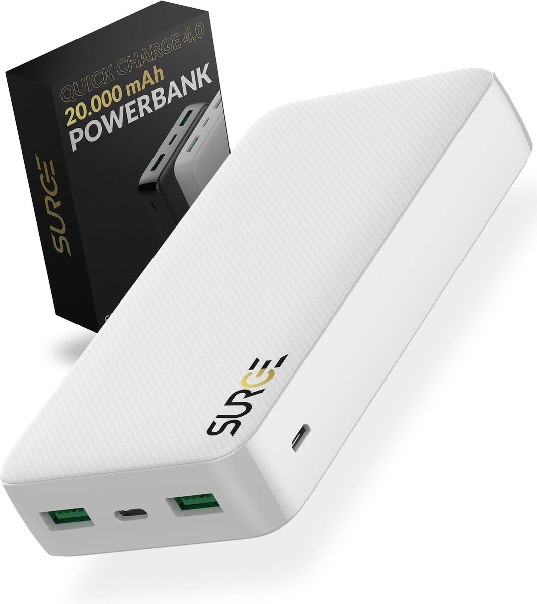 Surge Lightning Fast Powerbank 20.000mAh - Snellader met 22.5W Quick Charge 4.0 voor iPhone, Samsung en Andere Smartphones – 2x USB - USB-C aansluiting
