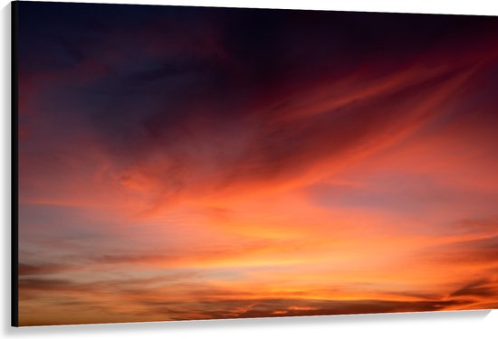 Canvas - Oranjekleurige Lucht van Zonsondergang - 150x100 cm Foto op Canvas Schilderij (Wanddecoratie op Canvas)