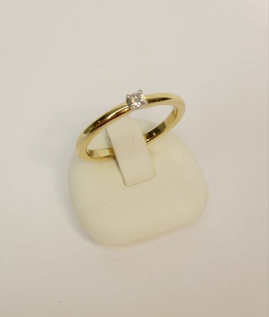 Geelgouden damesring 14krt – diamant - 0.06crt - verlovingsring - sale Juwelier Verlinden St. Hubert – van €589,= voor €469,=