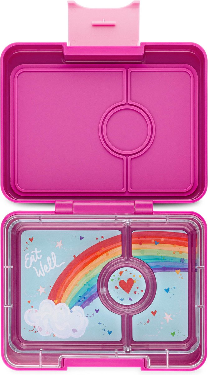 Yumbox Snack - lekvrije Bento box lunchbox - 3 vakken - Malibu paars / Rainbow tray