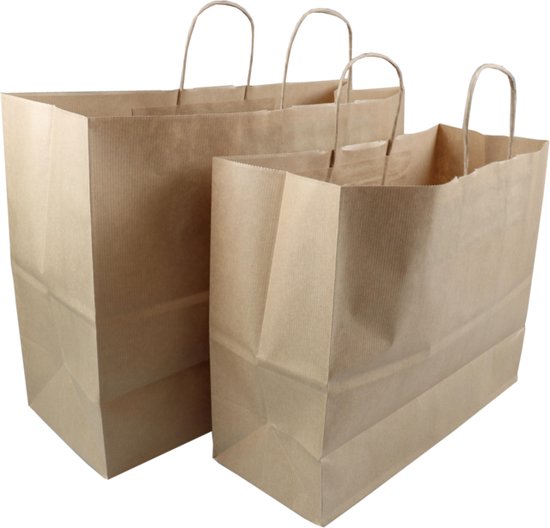Tas Box Paper Tas - Papier - 45x 17x33cm - papieren draagtas - bruin - 100 stuks | bol