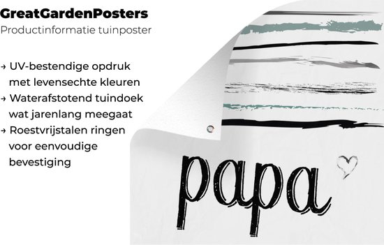Tuindecoratie Quotes - Papa - Spreuken - Vader - 40x60 cm - Tuinposter - Vaderdag cadeautje - Cadeau voor vader en papa - Tuindoek - Buitenposter
