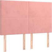 vidaXL Tête de lit - Têtes de lit - Tête de lit - Tête de lit en bois - Têtes de lit 4 pcs 72x5x78/88 cm Velours Rose
