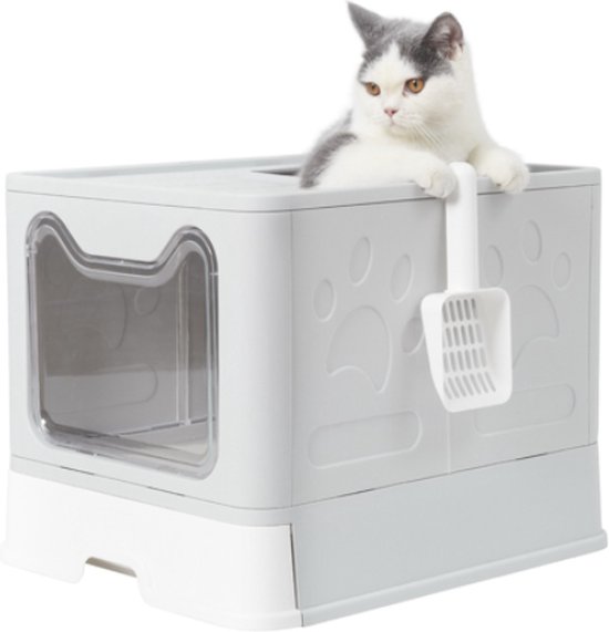 Duits Ontwerp Littycat Kattenbakafvalemmer - Met Schep En 3 Navulcassettes, Wit/grijs, Geurvrije Verwijdering Hygiëne Emmer Katten