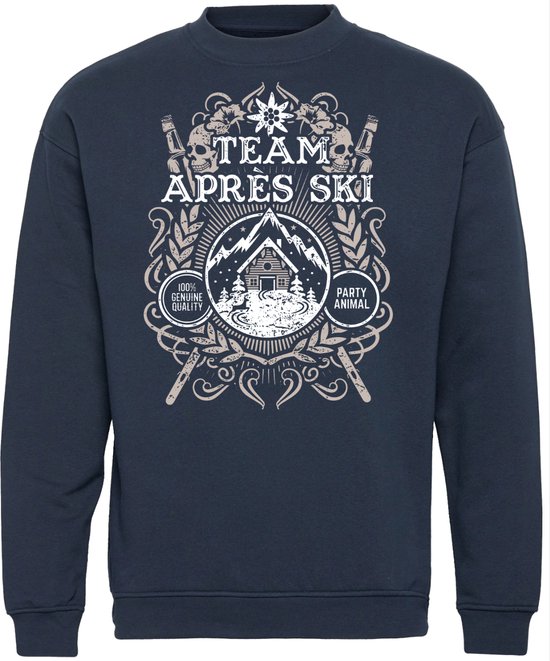 Sweater Team Apres Ski Print | Apres Ski Verkleedkleren | Ski Pully Heren | Foute Party Ski Trui | Navy | maat M